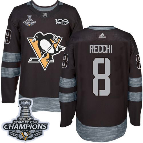 Adidas Penguins #8 Mark Recchi Black 1917-100th Anniversary Stanley Cup Finals Champions Stitched NHL Jersey